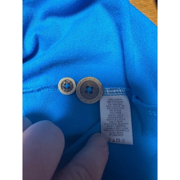 Susan Graver Resort Bright Blue French Terry Jacket or Cover Up with Hood Sz 1X - Picture 9 of 11